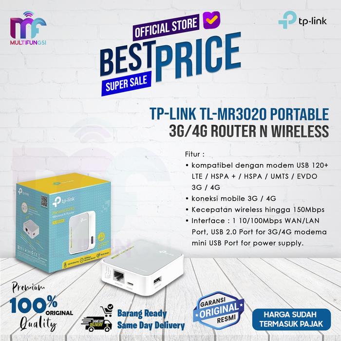 TP-LINK TL-MR3020 Portable 3G/4G Router N Wireless (300 Mbps) TPLINK di  Multifungsi Online Tokopedia