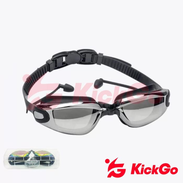 Gambar KickGo Kacamata Renang Plus Penutup Telinga Dewasa Remaja - Hitam dari KickGoOfficialStore Kab. Tangerang Tokopedia