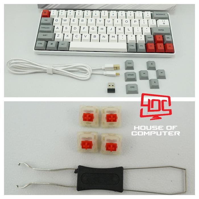 Gambar KEYBOARD GAMING MECHANICAL DAXA M64 ULTIMATE WIRELESS BLUETOOTH PUTIH - GATERON RED dari House of computer undefined Tokopedia