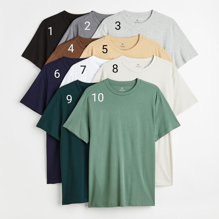 H&M T-shirt Regular Fit Round-neck Seri XL, LightGreyMarl