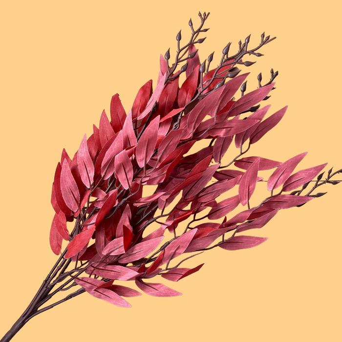 Gambar Daun 5Cabang Ruscus Willow Plastik - Daun Willow Leaf Artificial Leaf - Merah dari Cotton Light Craft undefined Tokopedia