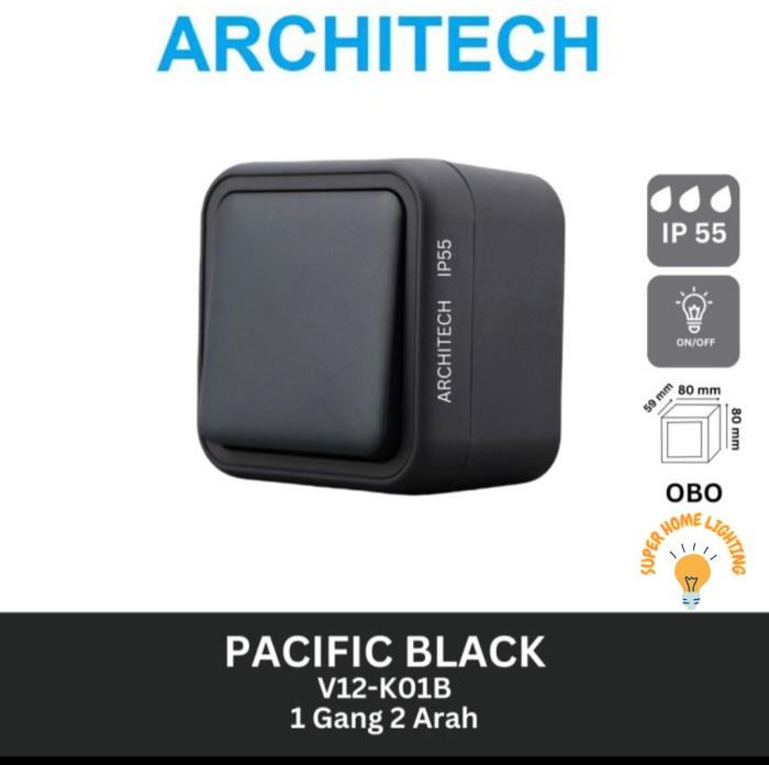 Gambar [SHL] SAKLAR WATERPROOF ARCHITECH SAKLAR Outdoor Stop Kontak V12 Black - V12 K01B BLACK dari SuperHomeLighting undefined Tokopedia