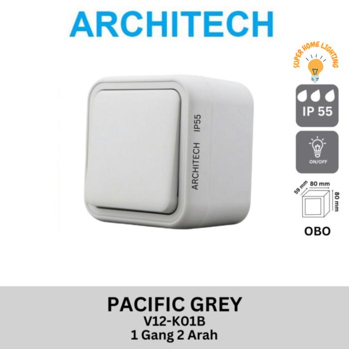 Gambar [SHL] SAKLAR WATERPROOF ARCHITECH SAKLAR Outdoor Stop Kontak V12 Grey - V12 K01B GREY dari SuperHomeLighting undefined Tokopedia