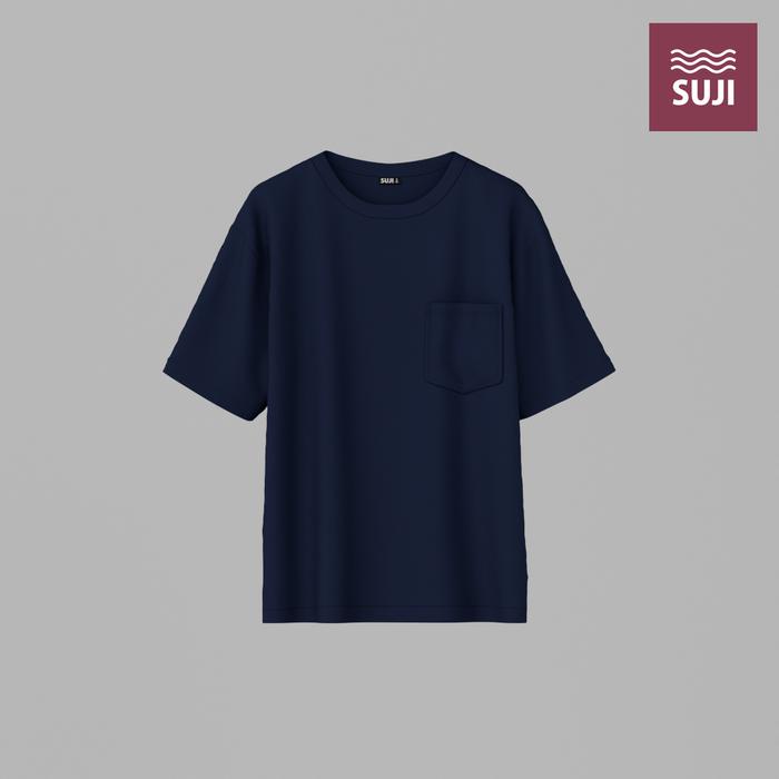 Gambar SUJI LAB Kaos Polos T-Shirt Oversize Oversized Pocket Pria Warna - Navy, S dari SUJI LAB undefined Tokopedia