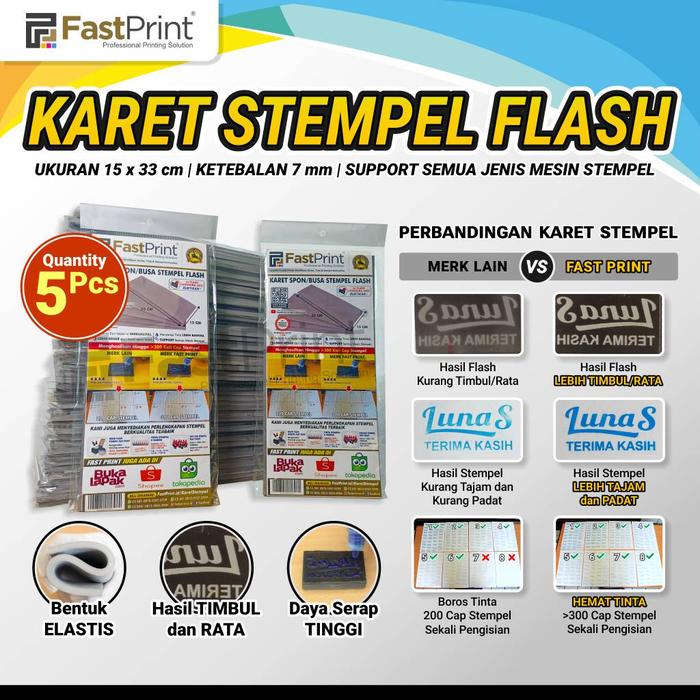 Gambar Fast Print Karet Stempel Flash Warna 15X33 CM Lembaran - 5 PCS dari Fast Print Surabaya undefined Tokopedia
