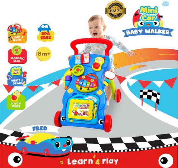 Gambar Mainan EDUKASI Anak Bayi Walker Alat Bantu BELAJAR Jalan Bayi Dorong - Dark Blue dari GOFREN undefined Tokopedia