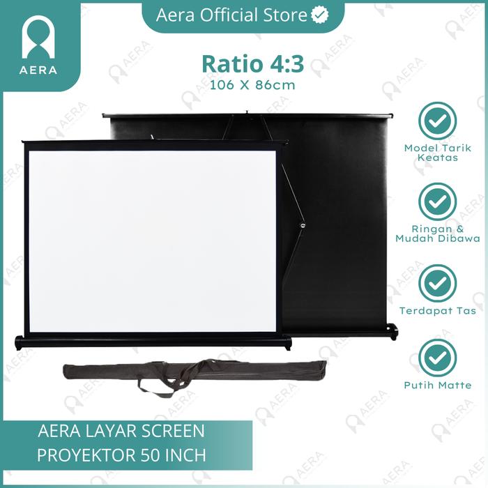 Gambar Layar Screen Proyektor 50 Inch 4:3 dan 16:9 | Layar Proyektor Portable - 4:3 dari Aera.ID undefined Tokopedia
