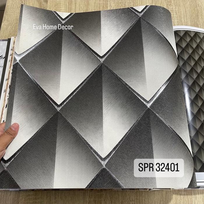 Gambar Wallpaper Premium Vinyl Dinding Motif Piramida Hitam Biru Hijau Abu - SPR 30401 dari Eva Home Decor 2 undefined Tokopedia