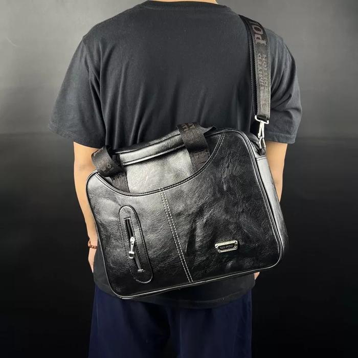 Gambar tas laptop kulit tas selempang pria - Hitam dari Kopi 7 Huruf undefined Tokopedia
