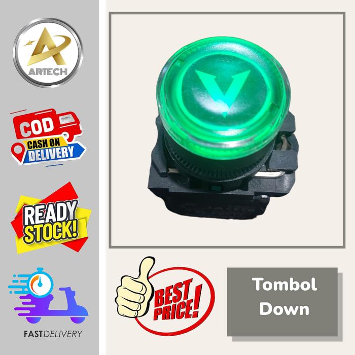 Gambar push button lift barang 22mm/hijau simbol - Down, 24v dari ARTECH LIFT undefined Tokopedia
