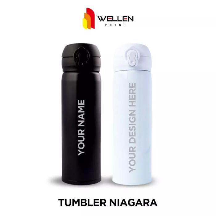 Gambar WELLEN PRINT - Tumbler Grafir Custom All Model / Hampers Termos Botol - Niagara, Hitam dari WELLEN PRINT OFFICIAL undefined Tokopedia