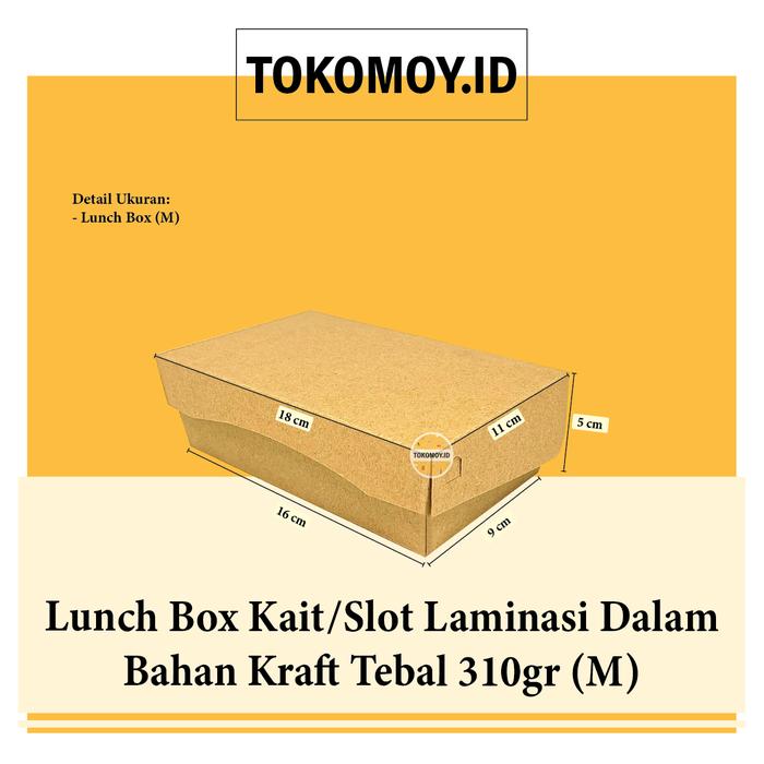 Gambar Lunch Box Laminasi Dalam Bahan Kraft Tebal 310gr Uk. M & L - M, LB Kraft Slot dari TOKOMOY.ID undefined Tokopedia