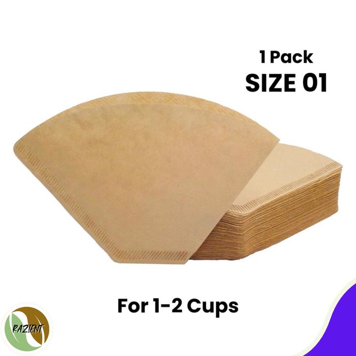 Gambar Kertas Saring Kopi Natural V60 Flat Bottom Coffee Paper Filters 100Pcs - V01 dari Razient undefined Tokopedia