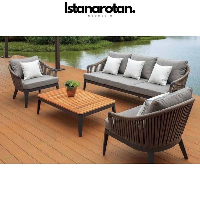 Jual kursi sofa outdoor anyaman tali rope modern berkualitas - Kab ...