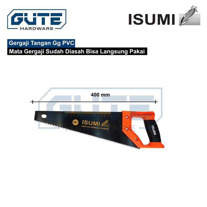 Gambar Gergaji Tangan GG PVC Handsaw ISUMI Untuk Kayu Triplek Pipa PVC Gypsum - Isumi Saw 14" dari Gute Hardware undefined Tokopedia