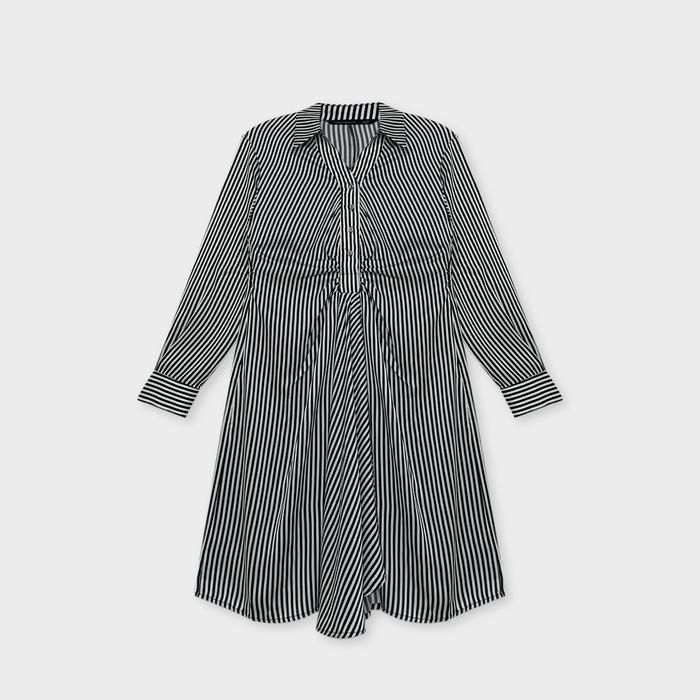 Gambar URBAN&CO Fashion Stripe Drape Blouse - L571 - G21 - BLACK STRIPES, S dari URBAN&CO OFFICIAL undefined Tokopedia