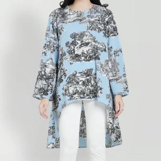 Gambar URBAN&CO Fashion Round Neck Blouse - D1033 - H21 - VILAGE BLUE, L dari URBAN&CO OFFICIAL undefined Tokopedia