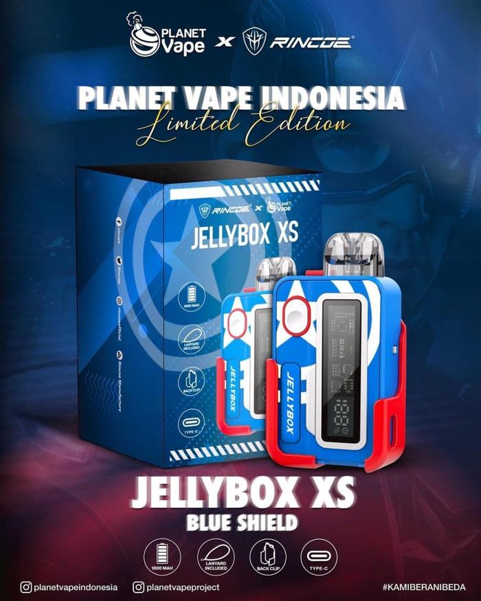 Gambar RINCOE Jellybox XS Pod Kit Heroes Edition 1000mAh 30W 100% Authentic - BLUE SHIELD dari KOPRAL.ID undefined Tokopedia
