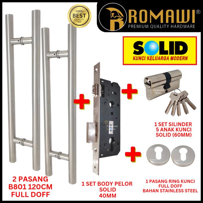 Gambar PULL GAGANG HANDLE PINTU KACA BULAT STAINLESS DEKSON BLACK B801 120 CM - Doff, Solid dari Pangeran Kunci undefined Tokopedia