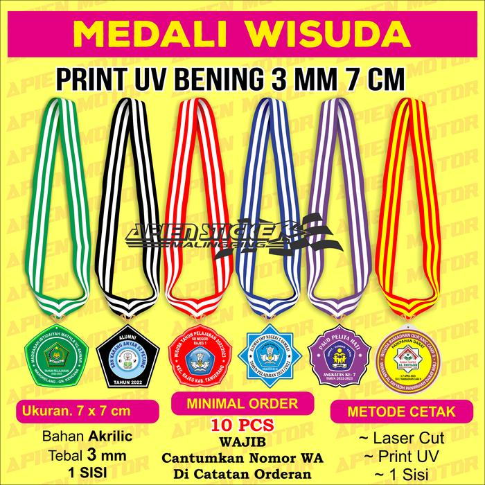 Gambar MEDALI WISUDA AKRILIK PRINT UV 7 Cm - 3 mm, Oren-putih dari Apien Sticker undefined Tokopedia