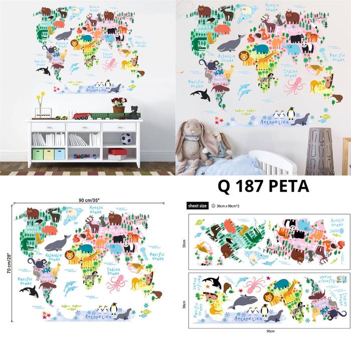 Gambar WALLSTICKER STICKER STIKER DINDING TEMBOK GAMBAR PETA MAP DUNIA LUCU - Q 187 PETA dari Makmur Sukses Sejahtera undefined Tokopedia