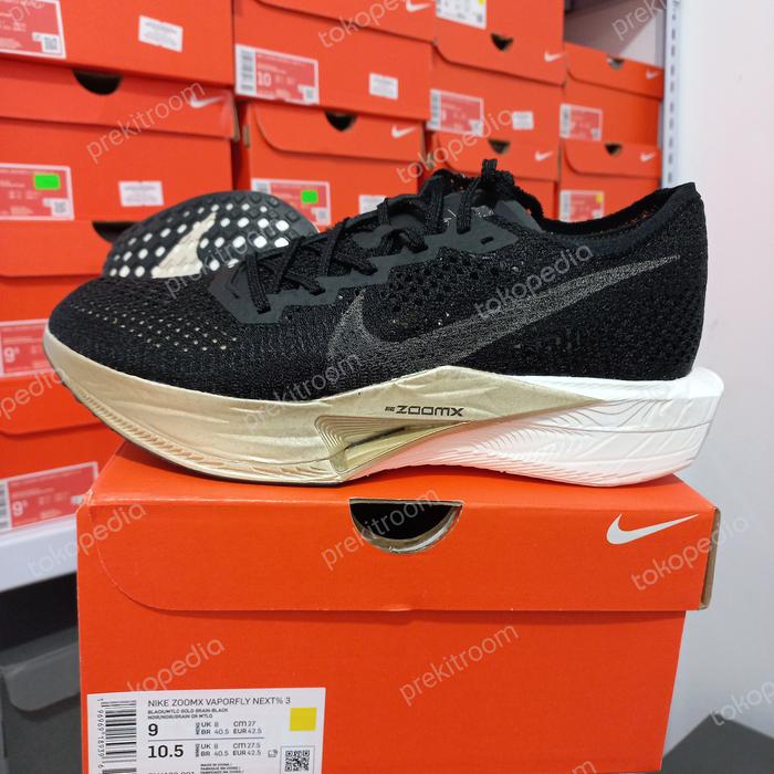 Gambar Nike ZoomX Vaporfly Next% 3 Black Gold Men Running Shoes Original BNIB - 9.5 dari prekitroom undefined Tokopedia