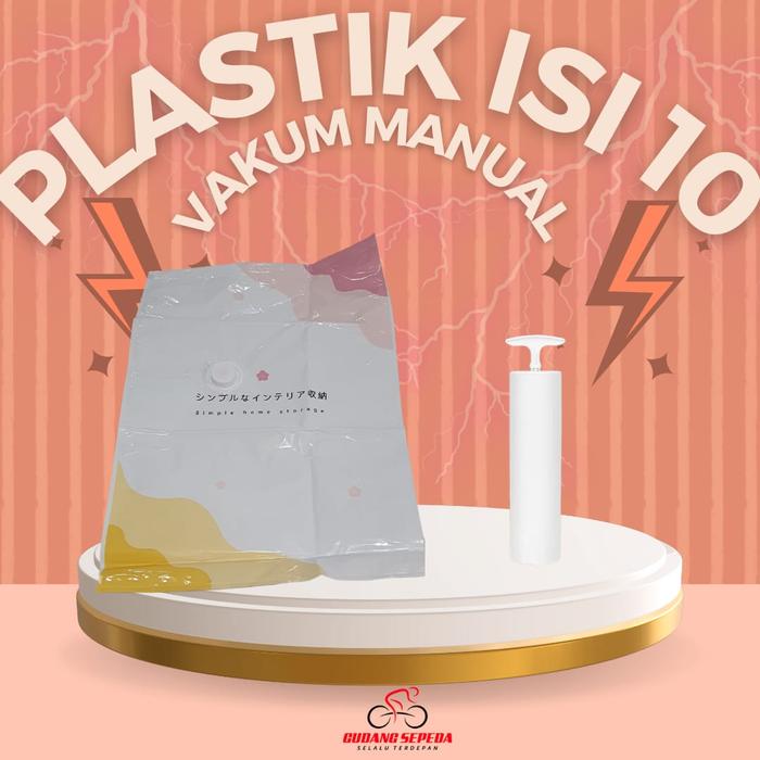 Gambar Plastik Vakum Bag Travel Vacum plastik pompa vakum baju pakaian isi 5 - 10PCS+POMPA dari Gudang Sepeda_NEW undefined Tokopedia