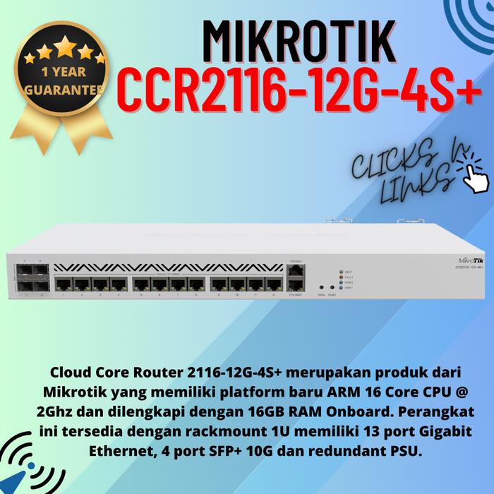Gambar Mikrotik CCR2116-12G-4S+ 12 Gigabit + 4 SFP+ 10G dari Clicks n Links undefined Tokopedia