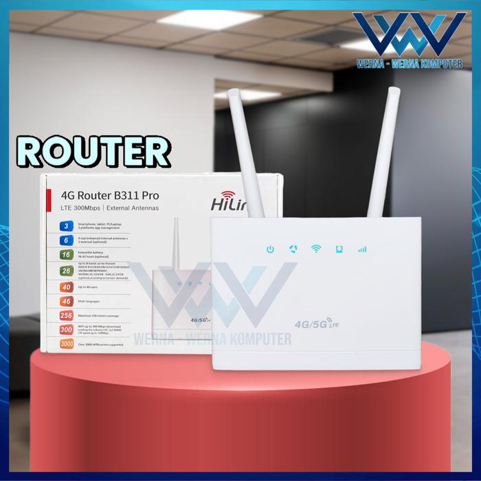Gambar ROUTER MODEM B311 PRO 4G LTE 300Mbps + External antena | All operator - Router Only dari Werna-Werna Komputer undefined Tokopedia