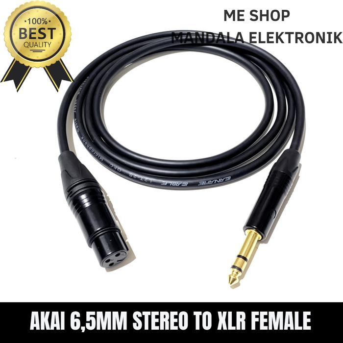 Gambar Kabel Mic Xlr Female To Jack Akai Stereo Trs 6.5mm 1 Meter Bagus - Black dari Mandala Elektronik 12.17 undefined Tokopedia