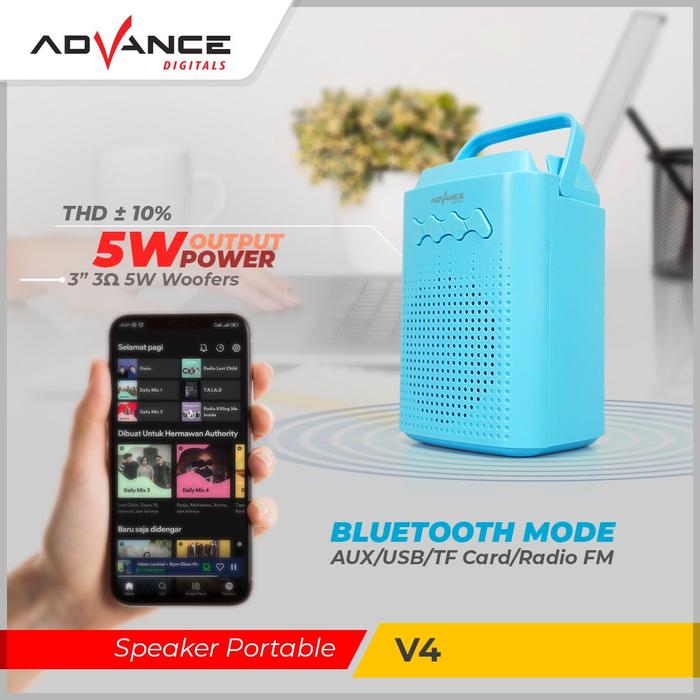 Gambar Speaker Portable Bluetooth Advance V4 RGB 3" Free Mic Wireless Karaoke - Biru Muda dari CJMART99 undefined Tokopedia