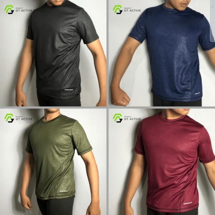 Gambar Kaos Polos Dry-Fit Baju Oblong Olahraga Dryfit Motif Emboss 3D Adem - Hitam, S dari Gt Active Official undefined Tokopedia