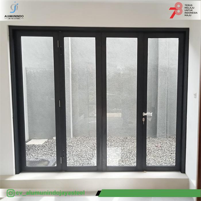 Gambar Pintu Lipat Alumunium Alexindo 4 Daun bisa custom - Hitam dari CV Alumunindo Jaya Steel undefined Tokopedia