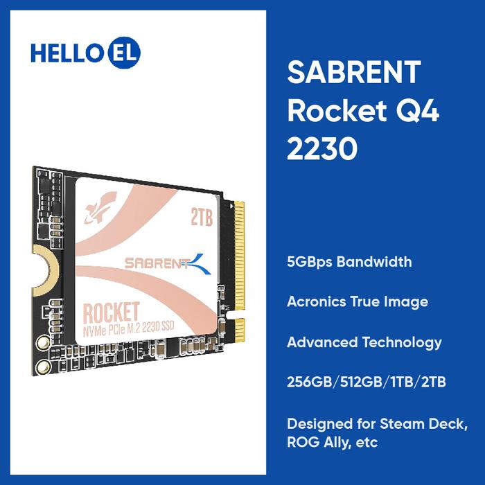 Jual SABRENT Rocket Q4 2230 NVMe 256 512 1TB 2TB SSD Steam