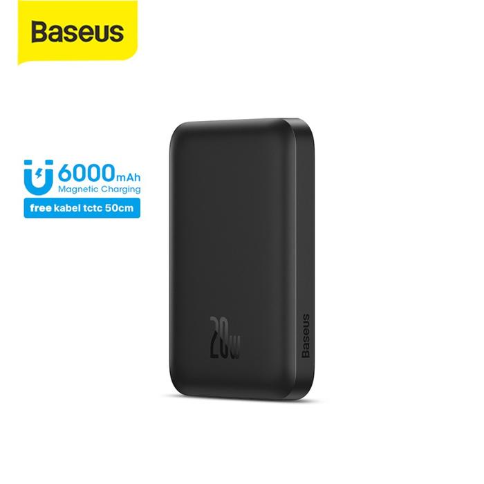 Gambar BASEUS WIRELESS POWER BANK MAGNETIC MAGSAFE 20W 10000mAH FAST CHARGING - 6000 Hitam dari D&D-oLshop undefined Tokopedia