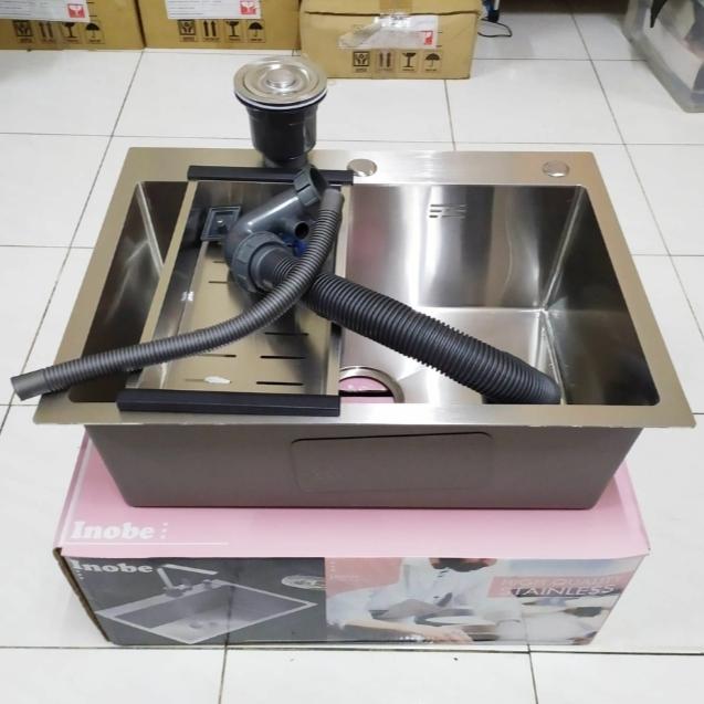Gambar Kitchen sink hitam ONAN INOBE 60x45 - Inobe chrome dari Toko Budi Mulyo New undefined Tokopedia
