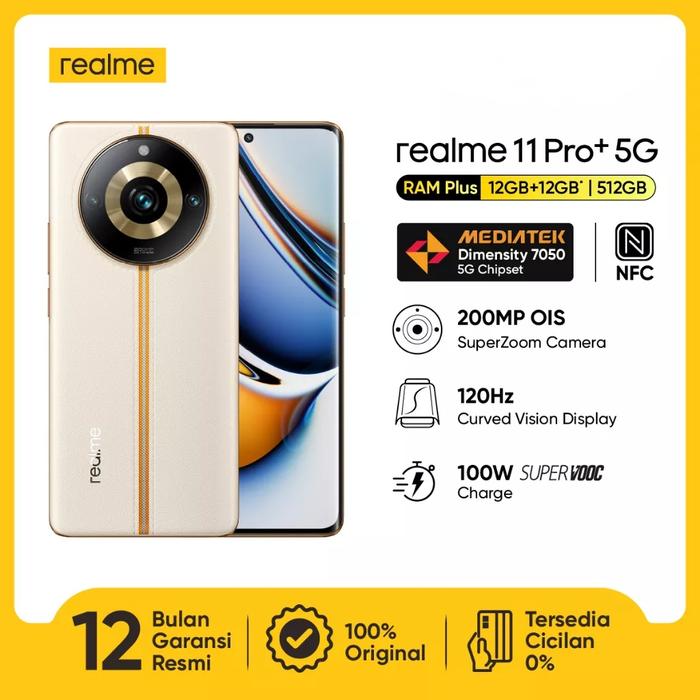 Gambar REALME 11 PRO+ 5G RAM 12+12/512GB ((GARANSI RESMI TERPERCAYA)) DM7050 - Putih dari Tretan Phonsel Sby undefined Tokopedia