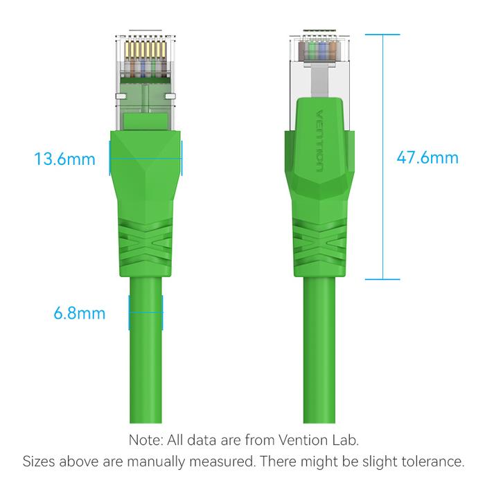 Gambar Kabel LAN Vention Gigabit Ethernet RJ45 Cat.6/6a S/FTP 0.2M - 6M - IBM - Green, 3M dari XLink Surabaya undefined Tokopedia