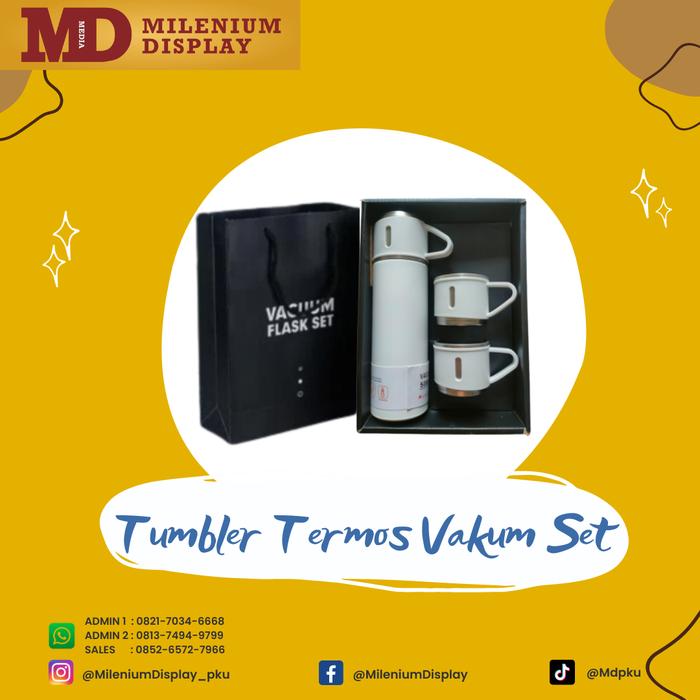 Gambar TUMBLER TERMOS VACUM SET - Putih dari Milenium Display undefined Tokopedia
