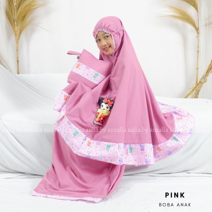Gambar Mukena Anak Motif Boba Lucu Viral - Dusty Pink, All Size dari Anzalia.co undefined Tokopedia