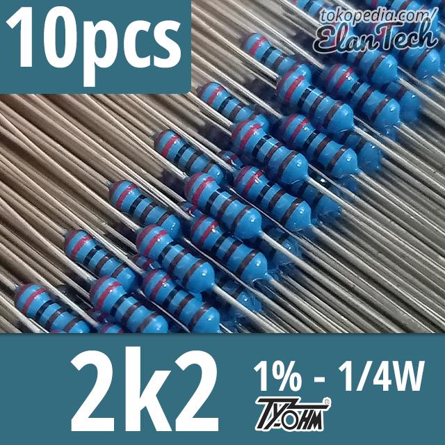 Gambar Resistor 2k2 Taiwan 10pcs 1/4W 1% 2.2 Kilo Ohm 0.25W ElanTech - Tyohm dari Elantech undefined Tokopedia