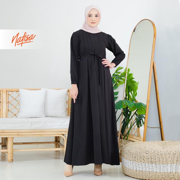 Gambar Nafisa Dress Youra | Baju Gamis Wanita Simple Elegan Busui Friendly - Hitam, M dari Hijab Nafisa_NEW undefined Tokopedia