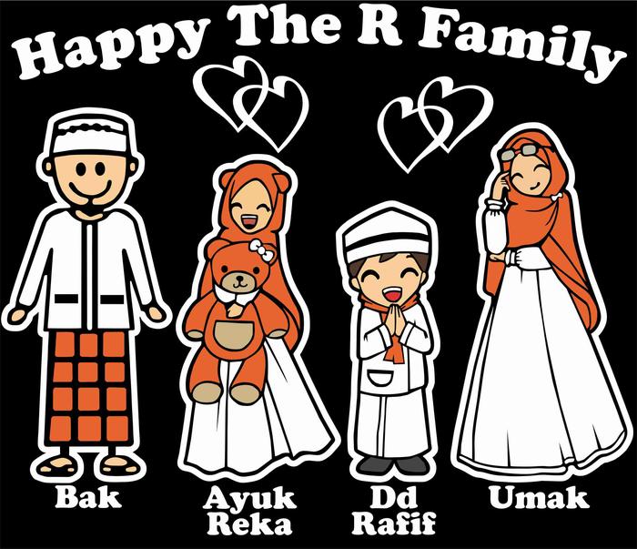 Gambar Stiker Mobil Happy Family Keluarga Muslim Colour - Putih, 5 Orang dari vgameshop undefined Tokopedia