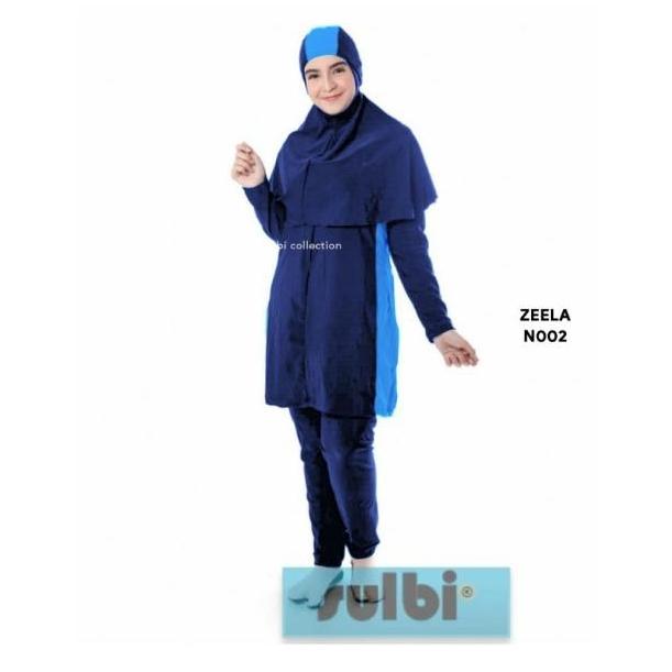 Gambar Sulbi Baju renang muslimah jumpsuit terusan polos Zeela - navy-turkis, 5XL dari sulbi baju renang undefined Tokopedia