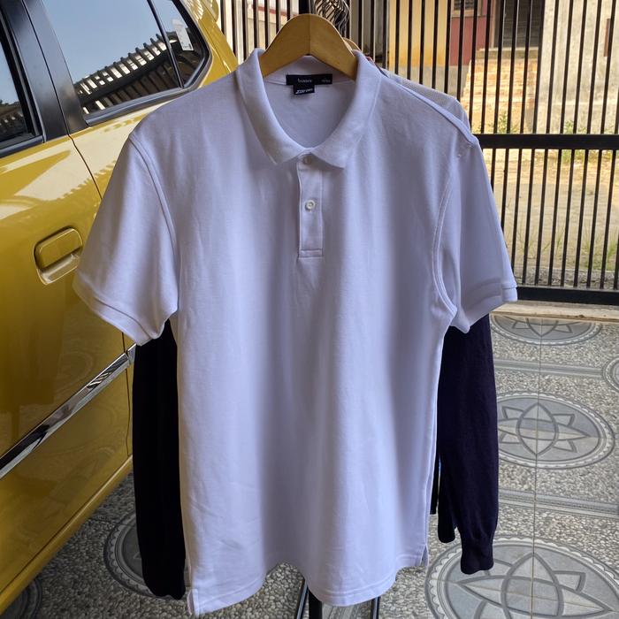 Gambar Kaos Kerah Pria Bossini Original Polo Shirt Putih Polos Second dari Ladangstoree undefined Tokopedia