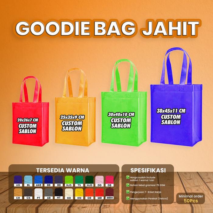 Gambar GOODIE BAG JAHIT CUSTOM 100GR - 100 GSM, 1 Warna dari RGB Print undefined Tokopedia