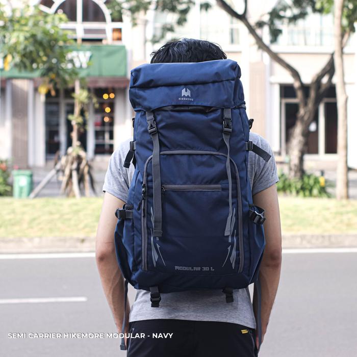 Gambar Tas Ransel Camping Pria Outdoor Semi Carrier Hikemore Modular Terbaru Travel Bag - HM Navy dari Riung Adventure undefined Tokopedia