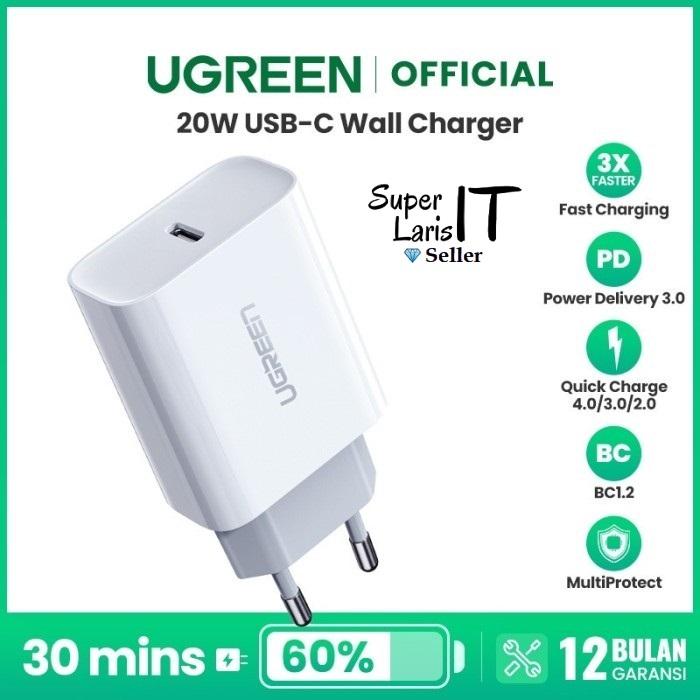 Gambar Adaptor/Batok Wall Cas/Charger UGREEN 60450 USB Type-C 20W PD dari Super Laris IT undefined Tokopedia