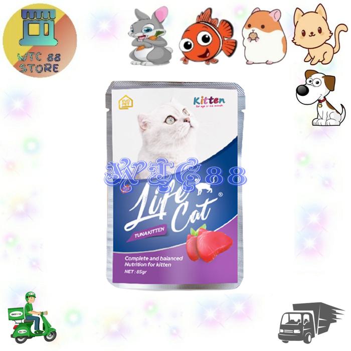 Gambar makanan kucing basah LIFE CAT / LIFECAT pouch 85GR TUNA KITTEN - LF KITTEN TUNA dari WTC88 STORE PETSHOP undefined Tokopedia