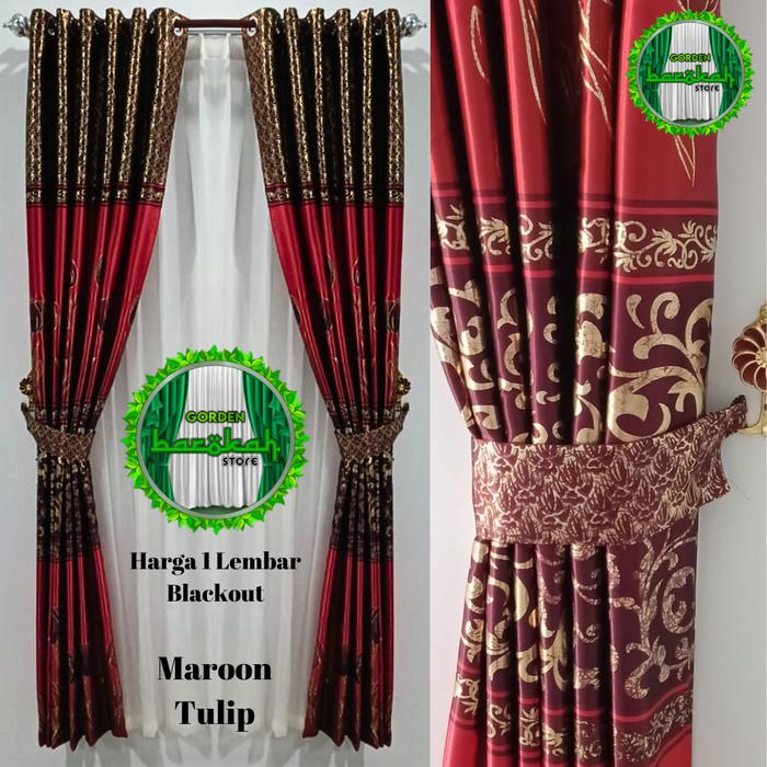 Gambar GORDEN BLACKOUT IMPORT MOTIP BUNGA TULIP 3D L 140× T 240 SMOCKRING 12 - Merah Mahesa, L90cm x T220cm dari BAROKAH GORDEN STORE undefined Tokopedia